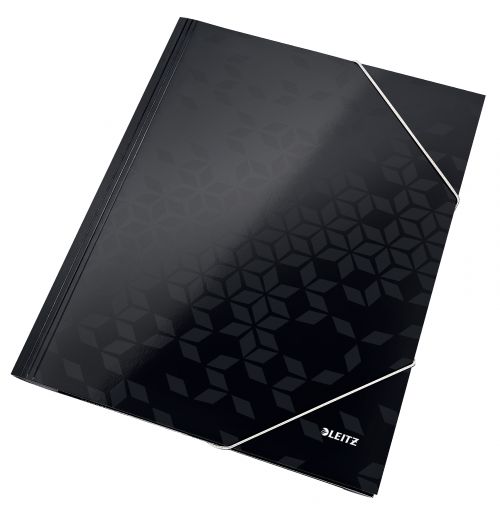 Leitz Wow 3 Flap Card Folders Black 39820095 Pack 10 Fusion Office