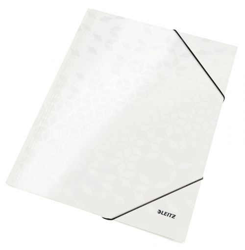 Leitz Wow 3 Flap Card Folders Pearl White 39820001 Pack 10 Fusion Office