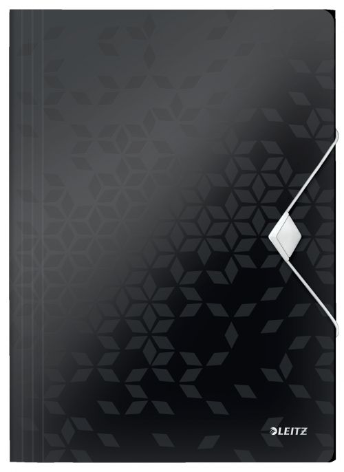 Leitz Wow 3 Flap Polypropylene Folders Black 45990095 Pack 10 Fusion Office