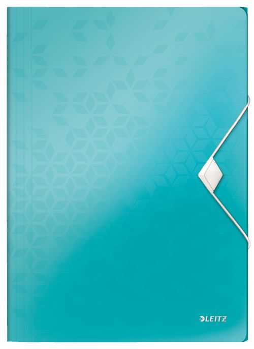 Leitz Wow 3 Flap Polypropylene Folders Ice Blue 45990051 Pack 10 Fusion Office