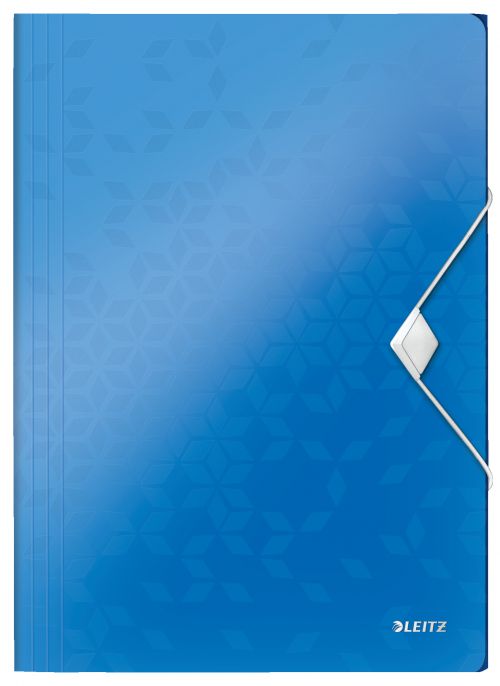 Leitz Wow 3 Flap Polypropylene Folders Metallic Blue 45990036 Pack 10 Fusion Office