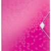 Leitz Wow 3 Flap Polypropylene Folders Metallic Pink 45990023 Pack 10 Fusion Office