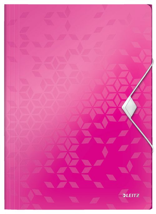 Leitz Wow 3 Flap Polypropylene Folders Metallic Pink 45990023 Pack 10 Fusion Office