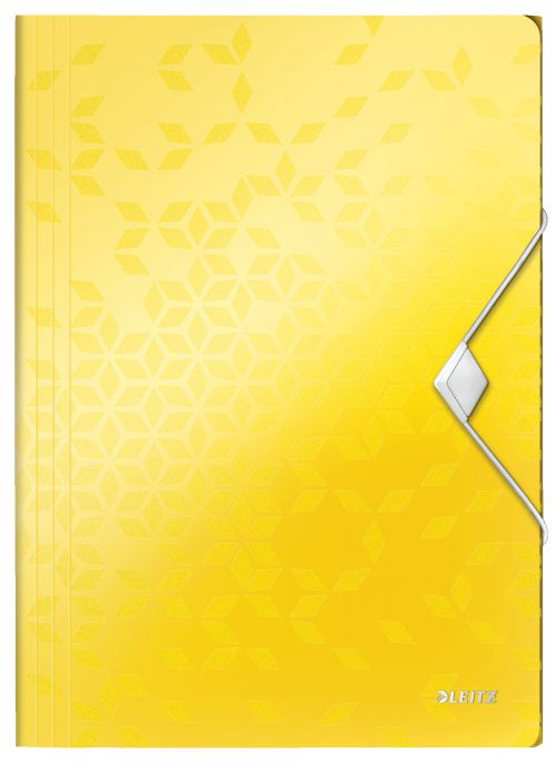 Leitz Wow 3 Flap Polypropylene Folders Yellow 45990016 Pack 10 Fusion Office
