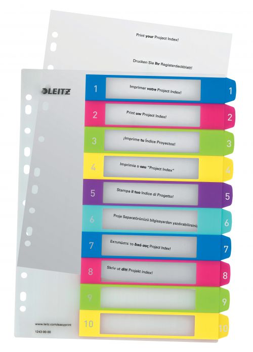 Leitz Wow A4 Index Extra Wide 1 10 Polypropylene 12430000 Pack 10 Fusion Office