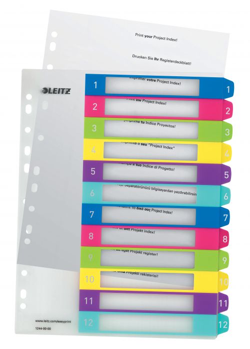 Leitz Wow A4 Index Extra Wide 1 12 Polypropylene 12440000 Pack 10 Fusion Office