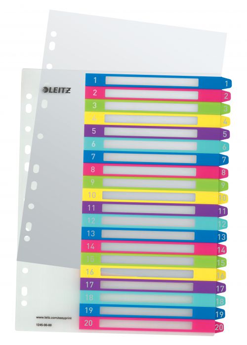 Leitz Wow A4 Index Extra Wide 1 20 Polypropylene 12450000 Pack 6 Fusion Office