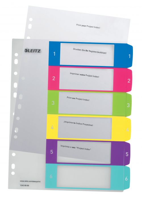Leitz Wow A4 Index Extra Wide 1 6 Polypropylene 12420000 Pack 20 Fusion Office