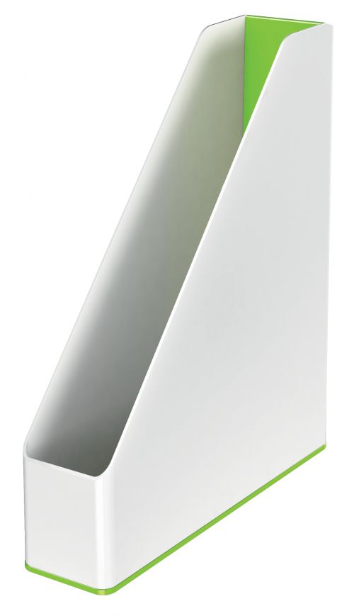 Leitz Wow Dual Colour Magazine File White Green 53621054 Fusion Office