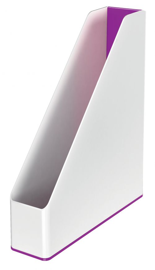 Leitz Wow Dual Colour Magazine File White Purple 53621062 Fusion Office