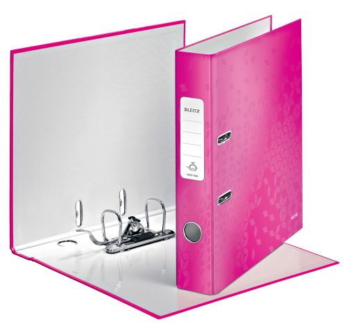 Leitz Wow Lever Arch Files 50mm Metallic Pink 10060023 Pack 10 Fusion Office