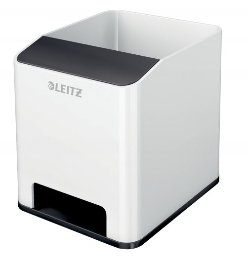 Leitz Wow Sound Pen Holder White Black 53631095 Fusion Office