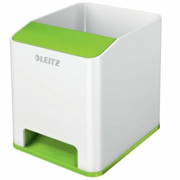 Leitz Wow Sound Pen Holder White Green 53631054 Fusion Office