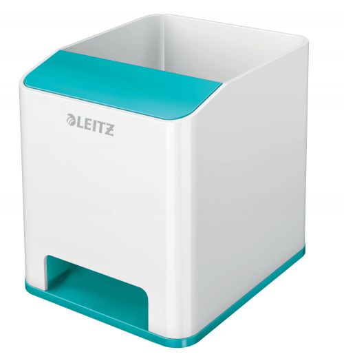 Leitz Wow Sound Pen Holder White Ice Blue 53631051 Fusion Office