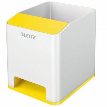 Leitz Wow Sound Pen Holder White Yellow 53631016 Fusion Office