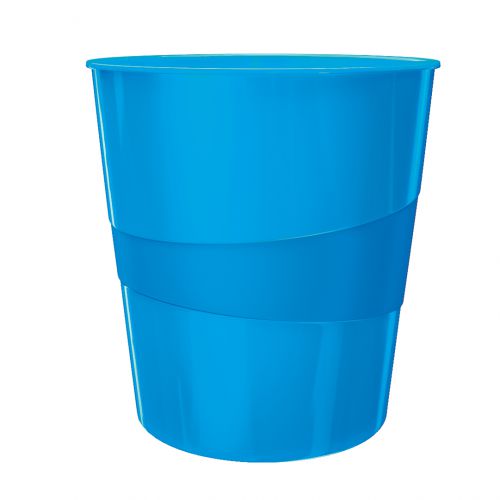 Leitz Wow Waste Bin 15litres Metallic Blue 52781036 Fusion Office