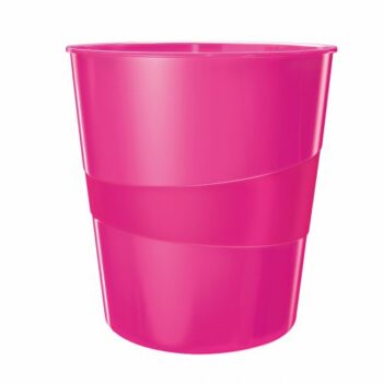 Leitz Wow Waste Bin 15litres Metallic Pink 52781023 Fusion Office