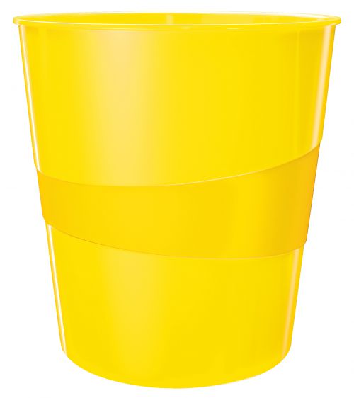 Leitz Wow Waste Bin 15litres Yellow 52781016 Fusion Office