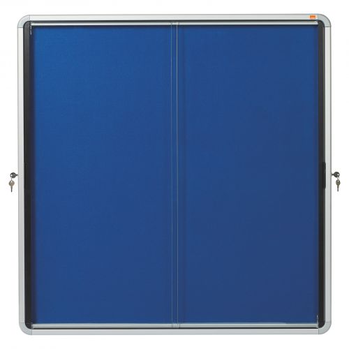 Nobo Blue Felt Lockable Notice Board 12xa4 925x970mm 1902566 Fusion Office