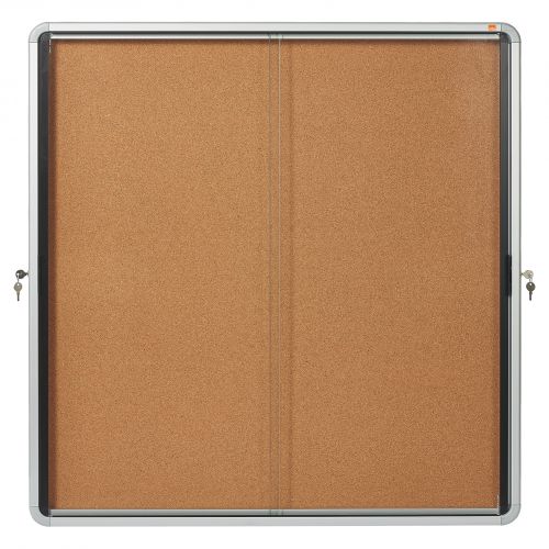 Nobo Cork Lockable Notice Board 12xa4 925x970mm 1902574 Fusion Office