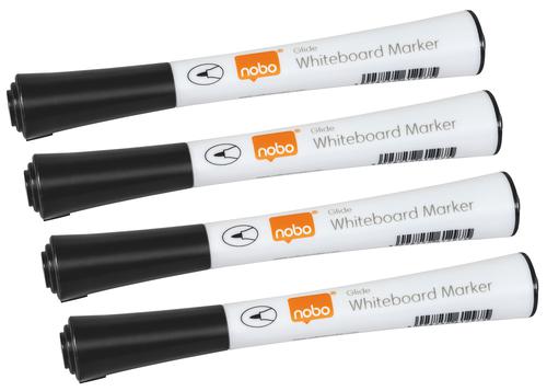 Nobo Glide Whiteboard Fine Tip Markers Black 1915392 Pack 4 Fusion Office