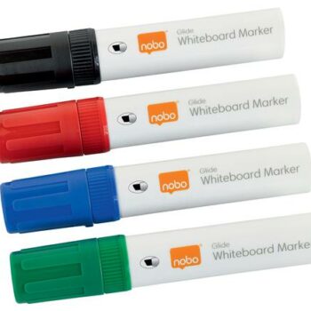 Nobo Glide Whiteboard Large Markers Assorted Chisel 1915393 Pack 4 Fusion Office