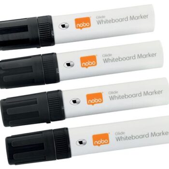 Nobo Glide Whiteboard Large Markers Black Chisel 1915388 Pack 4 Fusion Office