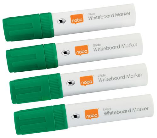Nobo Glide Whiteboard Large Markers Green Chisel 1915391 Pack 4 Fusion Office