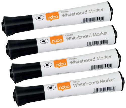 Nobo Glide Whiteboard Markers Bullet Black 1915264 Pack 10 Fusion Office