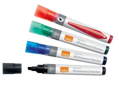 Nobo Liquid Ink Whiteboard Markers Assorted 1915387 Pack 4 Fusion Office