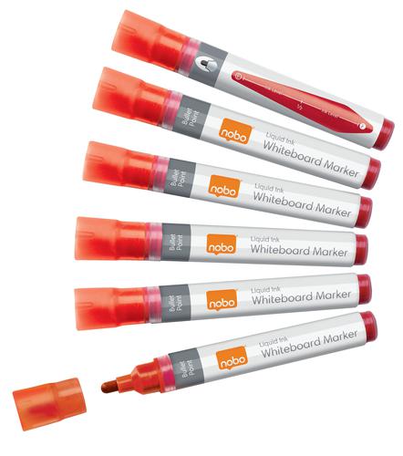 Nobo Liquid Ink Whiteboard Markers Bullet Red 1915379 Pack 10 Fusion Office