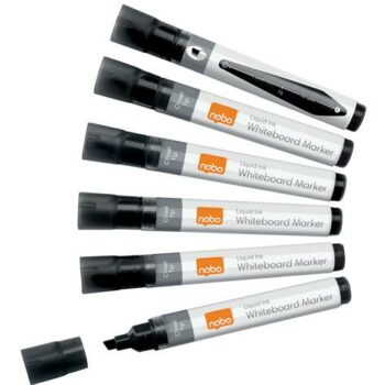 Nobo Liquid Ink Whiteboard Markers Chisel Black 1915382 Pack 10 Fusion Office