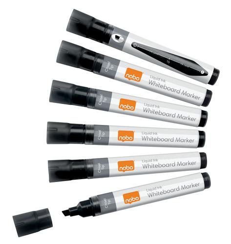 Nobo Liquid Ink Whiteboard Markers Chisel Black 1915382 Pack 10 Fusion Office