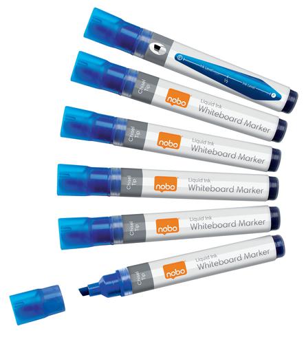 Nobo Liquid Ink Whiteboard Markers Chisel Blue 1915383 Pack 10 Fusion Office