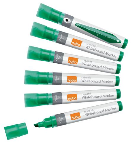 Nobo Liquid Ink Whiteboard Markers Chisel Green 1915385 Pack 10 Fusion Office