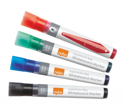 Nobo Liquid Ink Whiteboard Pens Assorted 1902408 Pack 4 Fusion Office