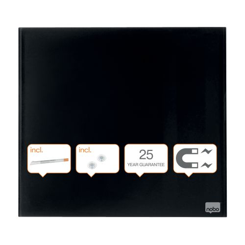 Nobo Magnetic Glass Whiteboard Tile 300x300mm Black 1903950 Fusion Office