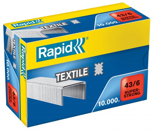 Rapid 43 6 K1 Textile Super Strong Staples Box 10000 24872200 Fusion Office