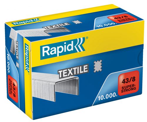 Rapid 43 8 K1 Textile Super Strong Staples Box 10000 24872300 Fusion Office