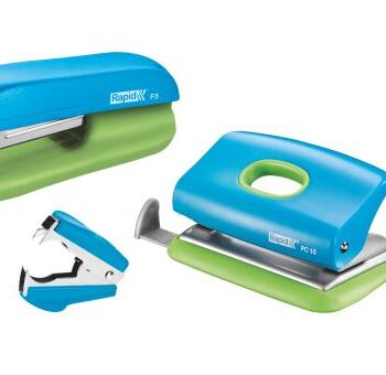 Rapid Mini F5 Stapler And Punch Set Blue Green 5000370 Fusion Office