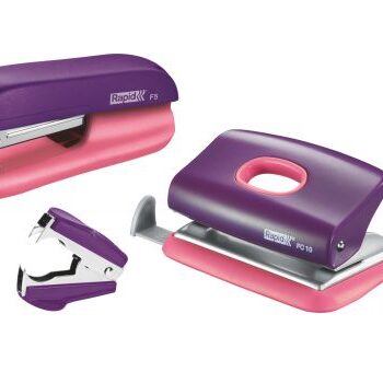 Rapid Mini F5 Stapler And Punch Set Purple Apricot 5000372 Fusion Office