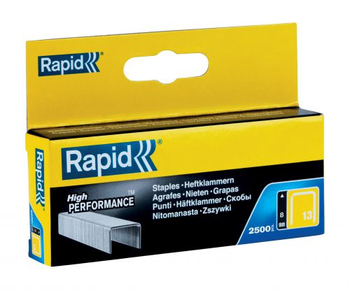 Rapid No13 Finewire Staples 8mm Box 2500 11835625 Pack 10 Fusion Office