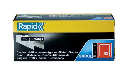 Rapid No53 Finewire Staples 8mm Box 5000 11857050 Fusion Office