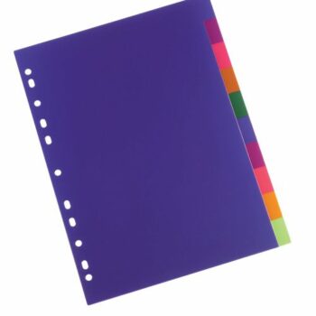Rexel A4 Dividers 10 Part Polypropylene Multicoloured 2100549 Pack 10 Fusion Office