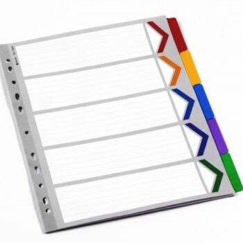 Rexel A4 White Dividers Extra Wide 5 Part Colour Mylar Tabs 75687 Pack 10 Fusion Office