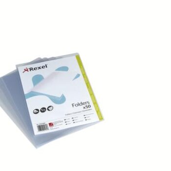 Rexel Clear Cut Flush Folders A4 Glass Clear 105mic 21673090 Pack 50 Fusion Office