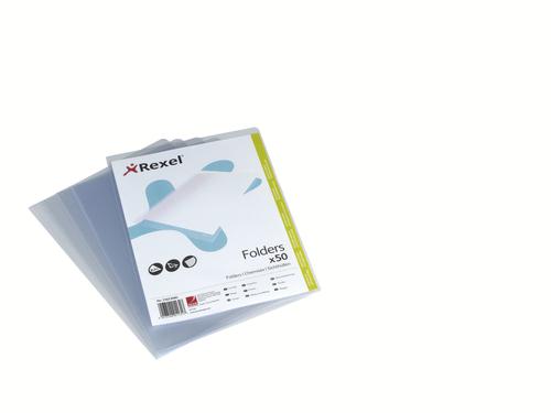 Rexel Clear Cut Flush Folders A4 Glass Clear 105mic 21673090 Pack 50 Fusion Office