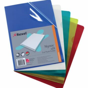 Rexel Nyrex Cut Flush Folders A4 Assorted 12161as Pack 25 Fusion Office