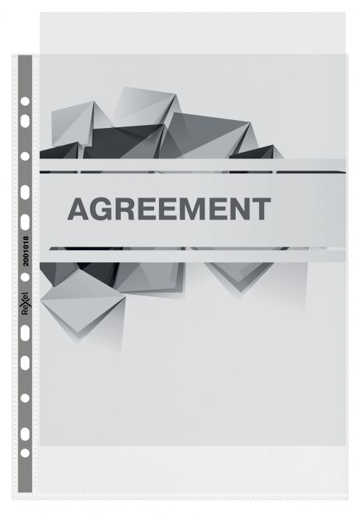 Rexel Nyrex Premium Punched Pockets A4 Glass Clear 2001018 Pack 50 Fusion Office