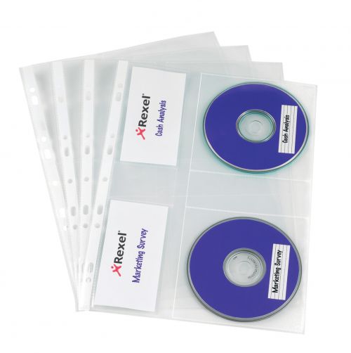 Rexel Nyrex Punched Pockets For Cd Dvd 2001007 Pack 5 Fusion Office